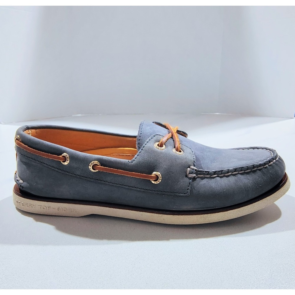 Sperry Top Sider Gold Cup Boat Shoes Men's Blue Deerskin Lining Leather 7.5M